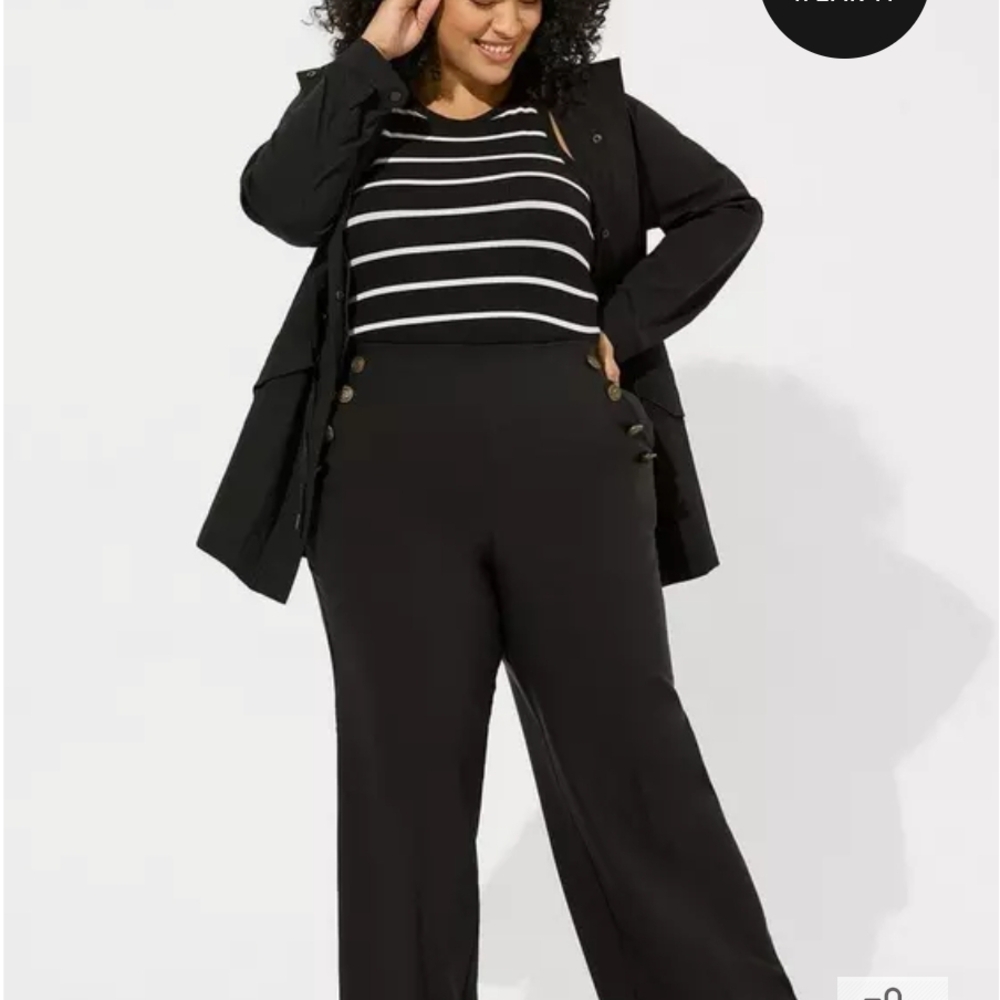 Torrid Nautical Black Women's Pants 3r 3 3x Missing Buttons